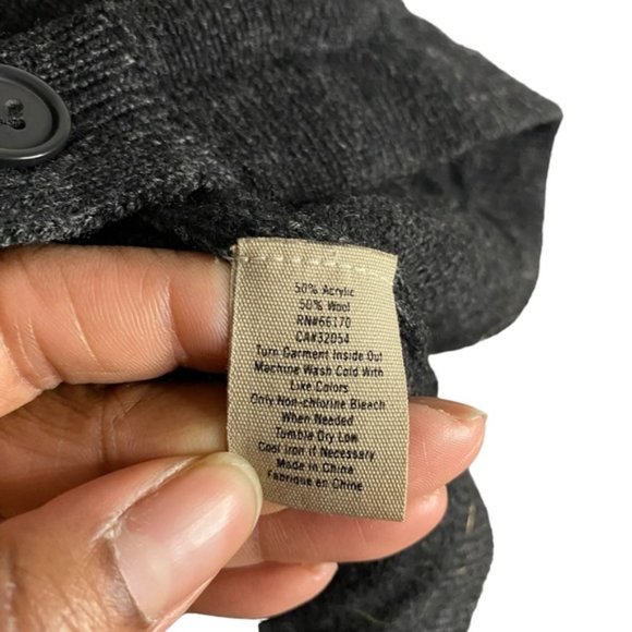 All-Son Men's Charcoal Gray Button-Down Wool Knit Cardigan - Picture 6 of 8